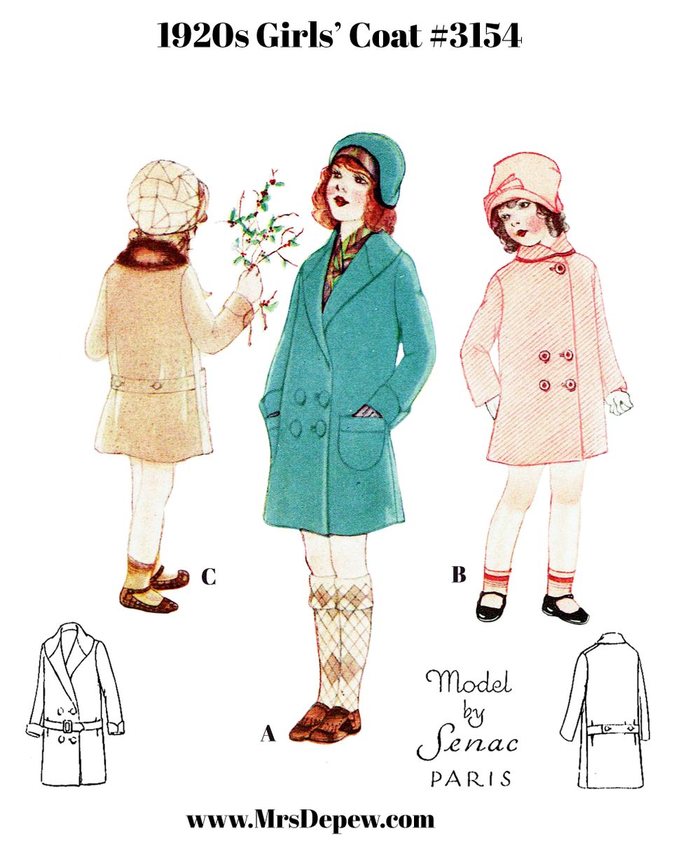 1920S Vintage Sewing Pattern Rare Designer Girl's Coat Senac of
